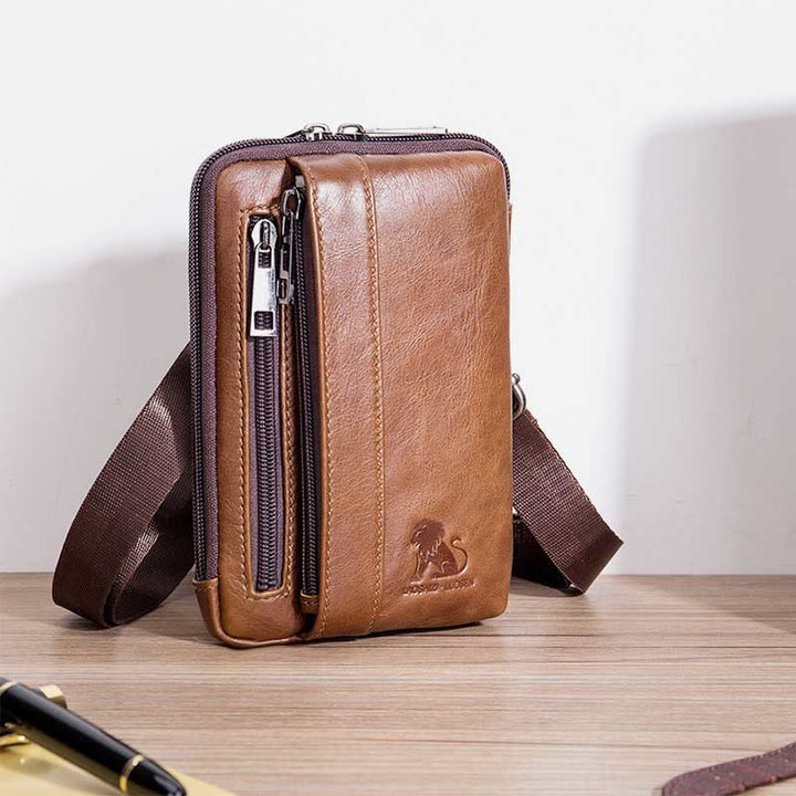 2-Wege-Verwendung Echtleder Gürtelschlaufe Holster Mini Umhängetasche
