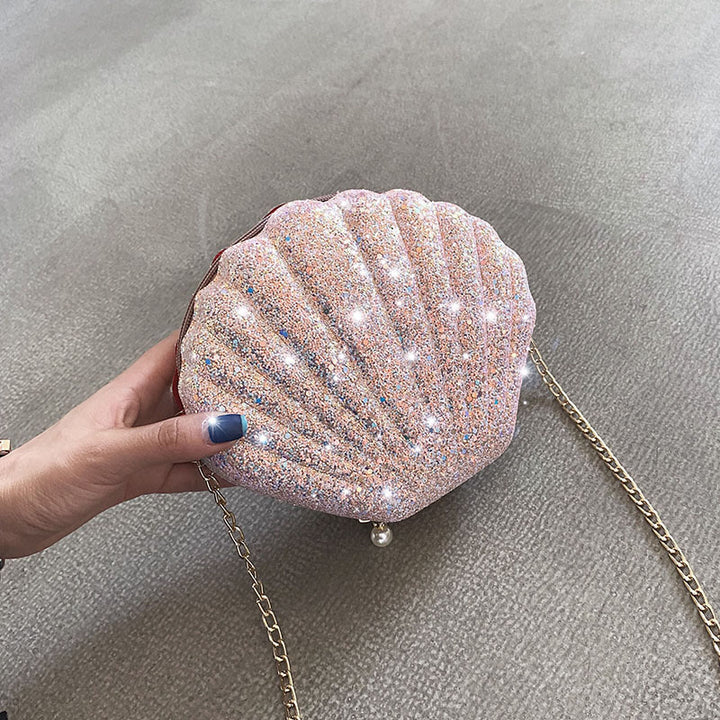Umhängetasche für Damen, Pailletten, Mini-Muschel, Zubehörtasche