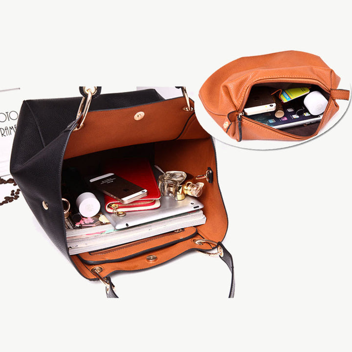 Klassische Tragetasche für Damen, einfarbig, Set mit Pendlertaschen für Büro und die Arbeit