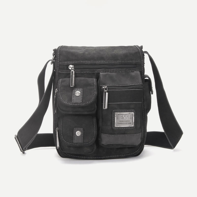 Umhängetasche für Herren, Vintage, dickes Canvas, große Kapazität
