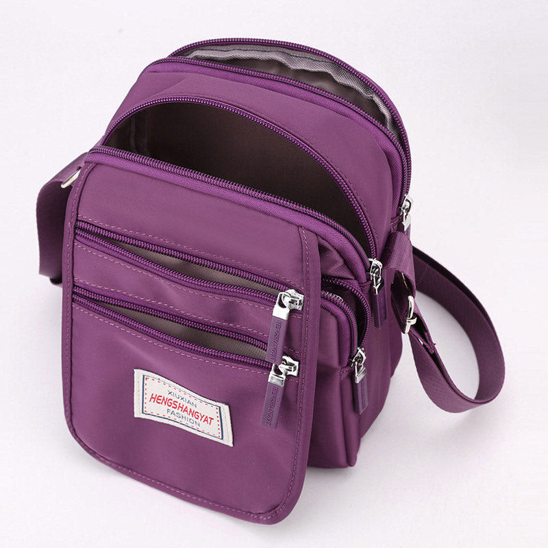 Funktionelle Damen-Geldbörse mit mehreren Taschen, einfarbiges Nylon, Umhängetasche