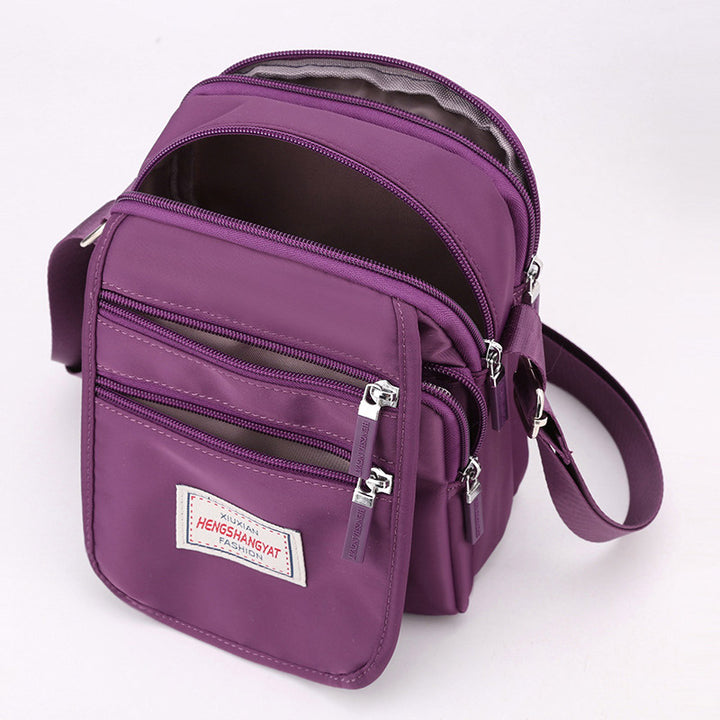 Funktionelle Damen-Geldbörse mit mehreren Taschen, einfarbiges Nylon, Umhängetasche