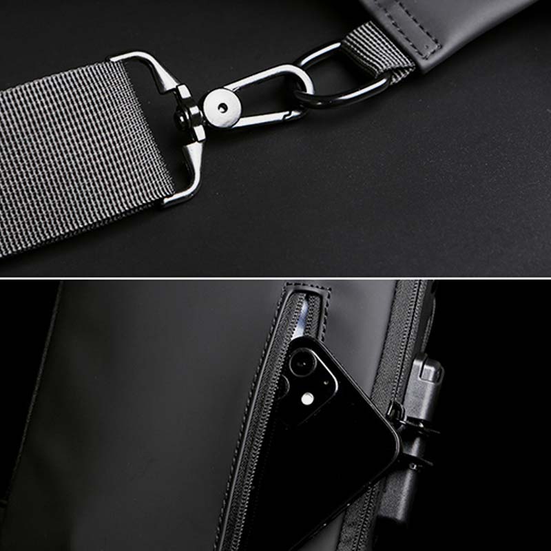 Diebstahlsichere, wasserdichte, lässige Schultertasche mit großem Fassungsvermögen, USB-Ladeanschluss und Reflektorstreifen