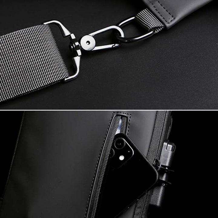 Diebstahlsichere, wasserdichte, lässige Schultertasche mit großem Fassungsvermögen, USB-Ladeanschluss und Reflektorstreifen