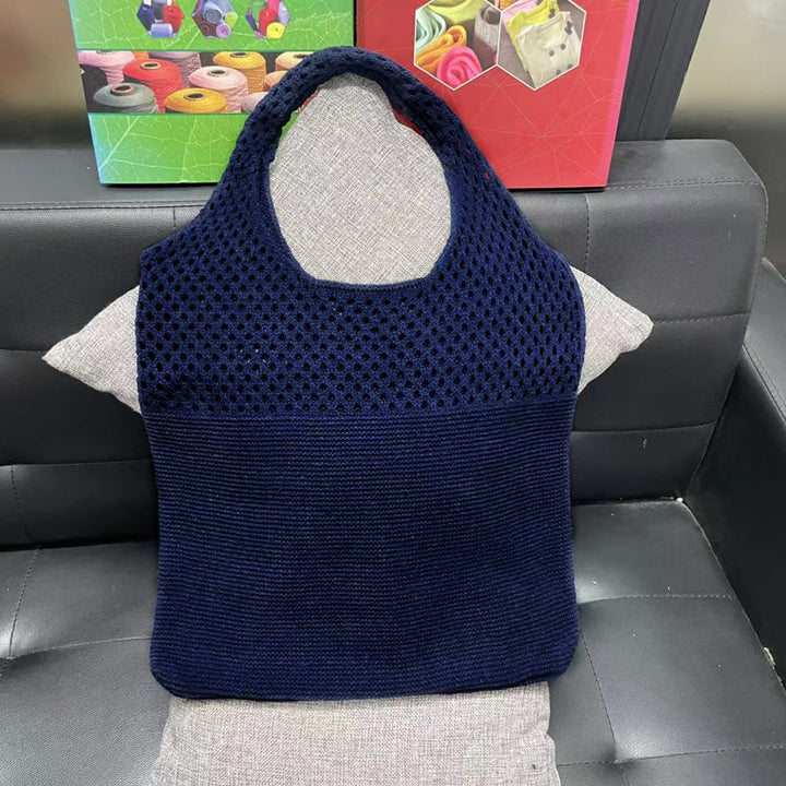 Einkaufstasche für Frauen im ethnischen Stil aus Wolle gestrickte Schultertasche