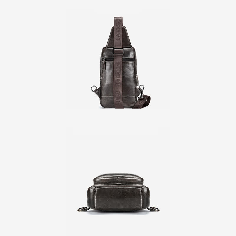 Kleiner Sling-Crossbody-Rucksack aus echtem Leder für Herren