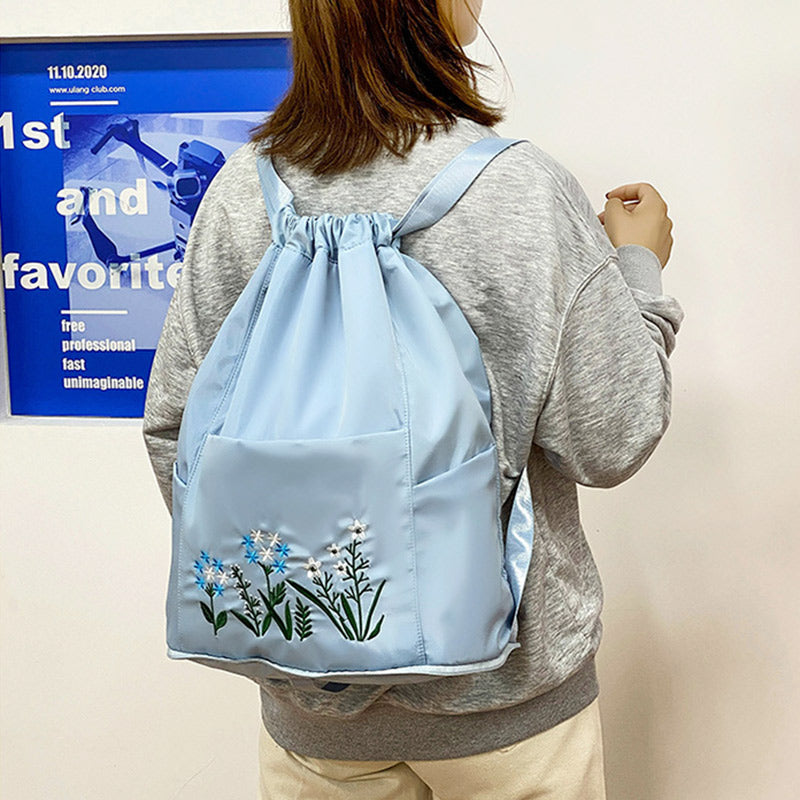Wasserdichter, faltbarer Fitness-Reiserucksack mit großer Kapazität und Blumenstickerei 