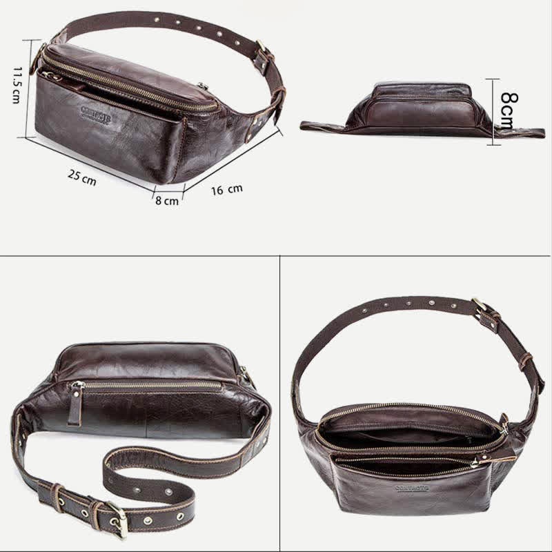 Gürteltasche aus echtem Leder, Brusttasche mit verstellbarem Gürtel