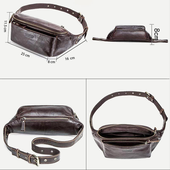 Gürteltasche aus echtem Leder, Brusttasche mit verstellbarem Gürtel