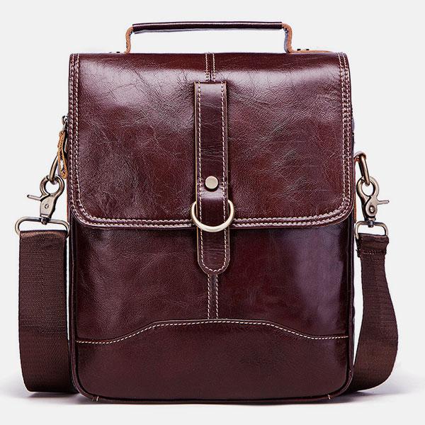 Große Retro-Umhängetasche aus echtem Leder