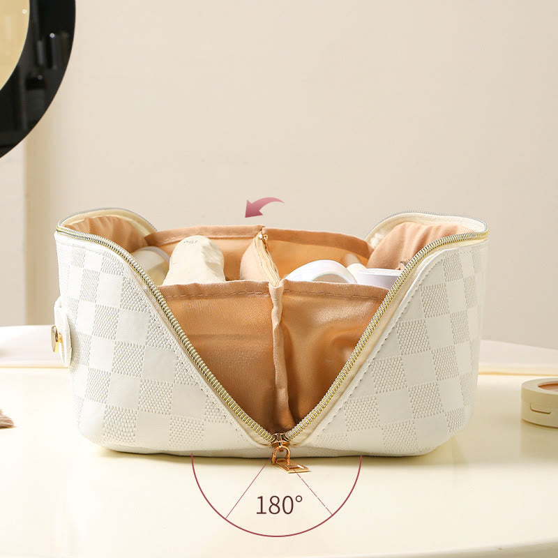 Kosmetiktasche für Damen, Reise, praktische Make-up-Tasche aus PU-Leder