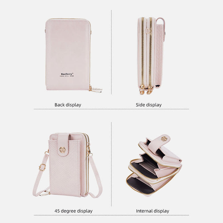 Solide Schlangenhaut-Grain-Telefontasche für Frauen Elegante Crossbody-Geldbörse