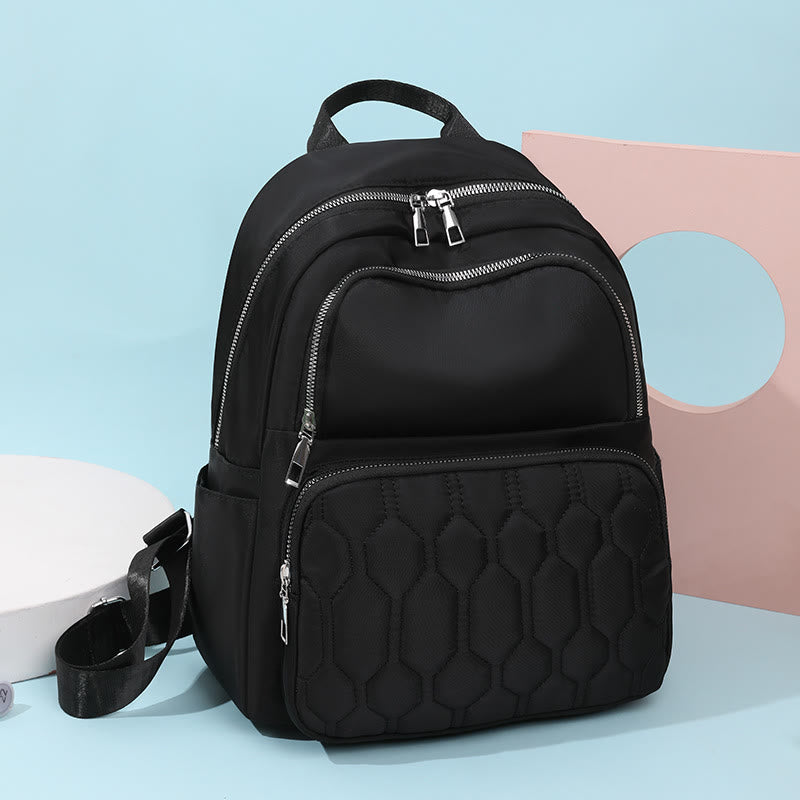 Gesteppter Nylon-Rucksack, stilvoller, einfarbiger Reise-Tagesrucksack für Damen