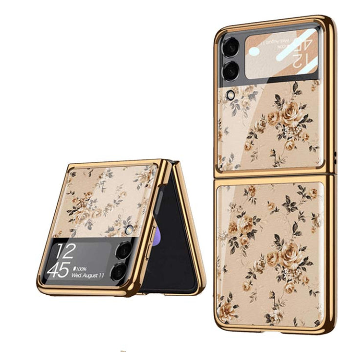 Samsung Galaxy Z Flip 3 Hülle Floral Premium Dünn Transparent Hart PC Handyhülle