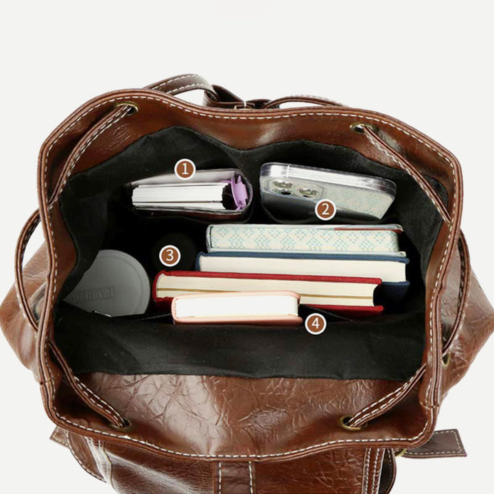 Veganer Lederrucksack für Damen, Vintage, Damen und Mädchen, lässiger Tagesrucksack