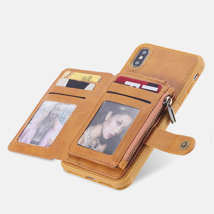 Leder-Brieftaschenhülle mit mehreren Steckplätzen für iPhone Samsung