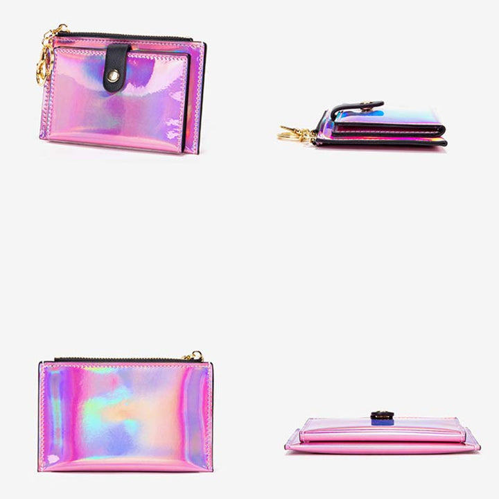 Schillernder Laser, minimalistischer Kartenhalter, Münzfach, Geldbörse für Frauen und Mädchen