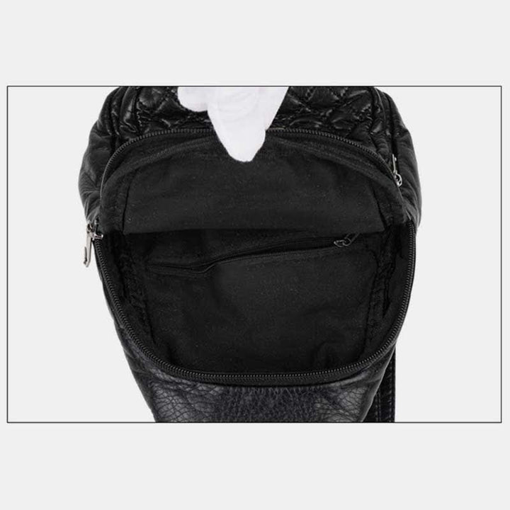 Retro Sling-Rucksack für Damen, mehrere Taschen, Umhängetasche aus PU-Leder