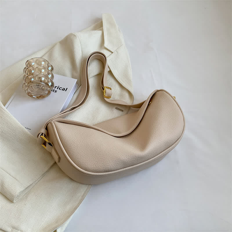 Umhängetasche für Damen, schlichte und lässige Hobo-Tasche aus PU-Leder