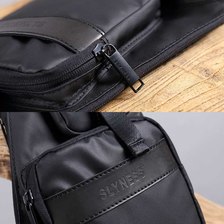 Schultertasche für Herren, Schwarz, großes Fassungsvermögen, minimalistischer Oxford-Umhängerucksack