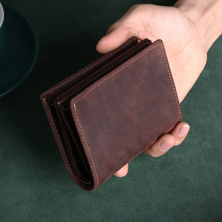 Retro Herren Geldbörse aus echtem Leder mit großem Fassungsvermögen, Kreditkartenetui