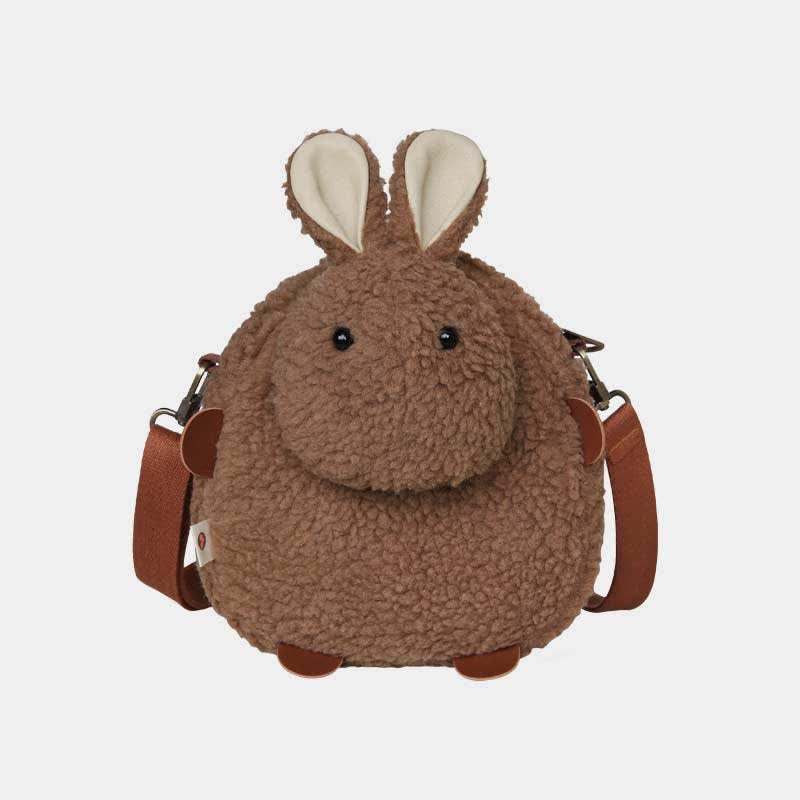 Süße Umhängetasche mit Plüschhase, flauschige Kaninchen-Schultertasche, Handtaschen