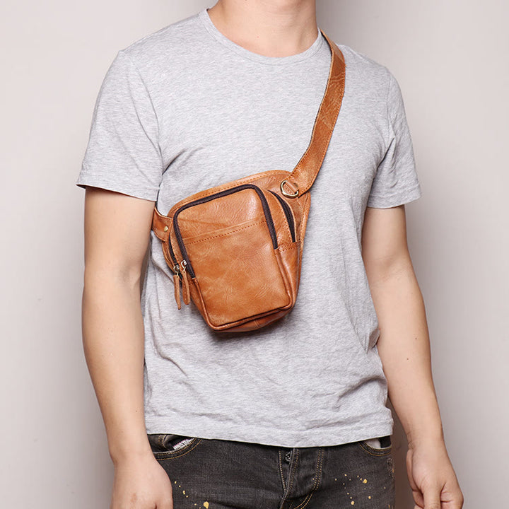Gürteltasche für Herren aus Leder für Outdoor-Sportarten, multifunktionale Telefontasche