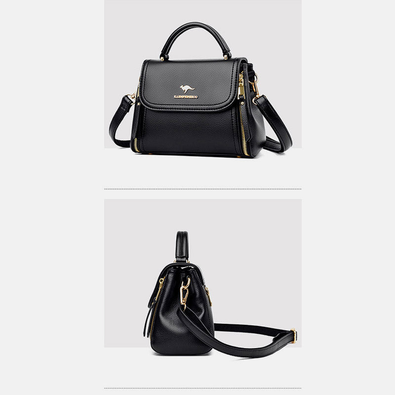 Doppelfach Top Griff Satchel Leder Umhängetasche Geldbörse Handtasche