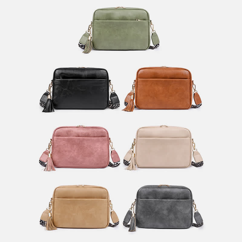 Umhängetasche für Damen, Retro-Tasche mit Quaste, PU-Leder