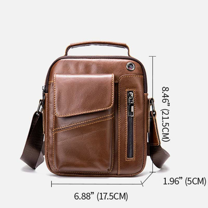 Messenger Bag für Herren, mehrere Taschen, echtes Leder, Business-Umhängetasche