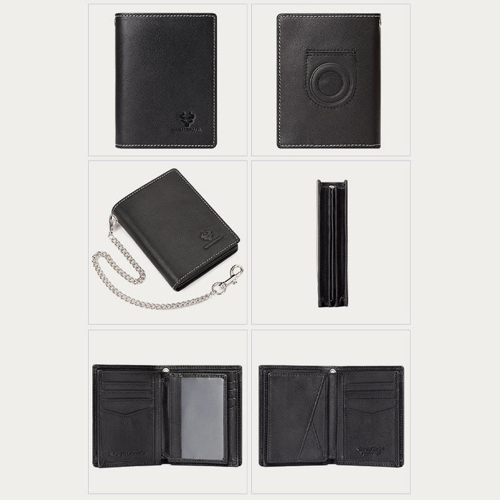 Vertikale Brieftasche RFID Airtag Echtes Leder Sanfte Kette Geldbörse für Männer