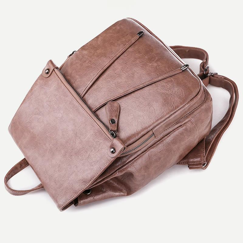 Rucksack für Damen, großes Fassungsvermögen, wasserdicht, Tagesrucksack aus PU-Leder