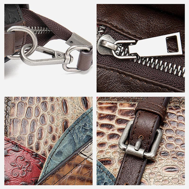 Handytasche für Damen, Vintage, Folk-Custom, Umhängetasche aus Rindsleder