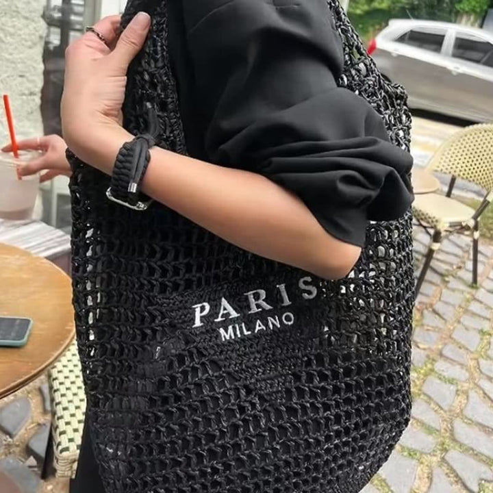 Strandtasche für Damen, gestrickte Retro-Handtasche mit ausgehöhlter Öffnung - image 3