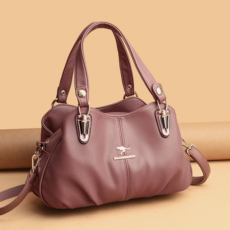 Damen Lederhandtasche mit mehreren Fächern, Umhängetasche, Hobo-Tasche