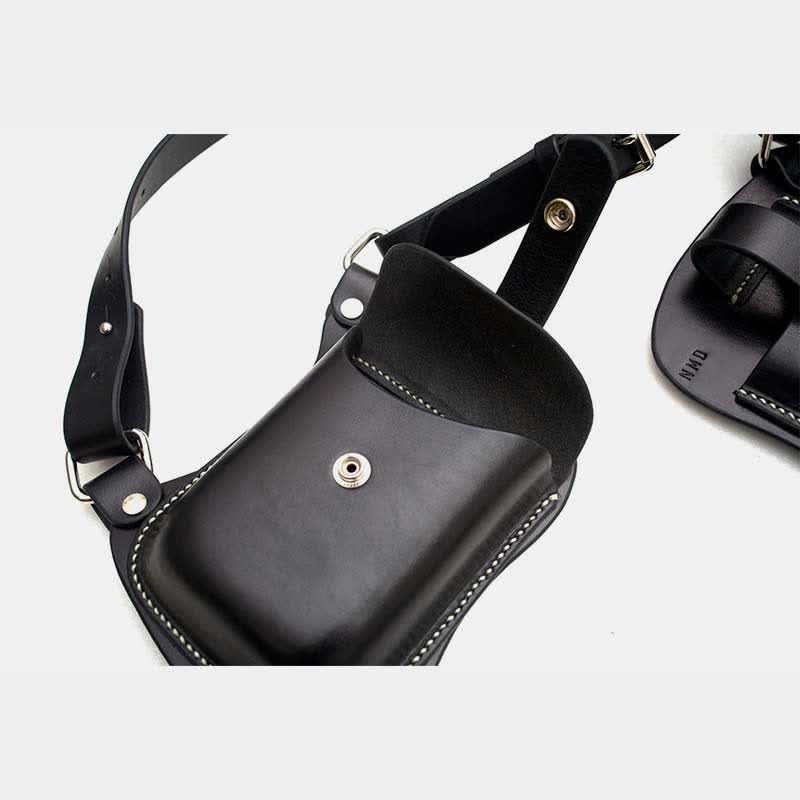 Leder Schulterholster Doppeltasche Schultergurt Weste Beutel Tasche