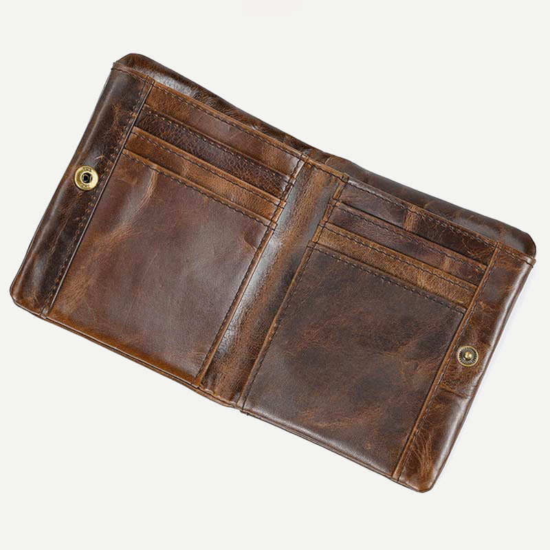 Retro Herren Leder Geldbörse Bifold Design Schlank Halter 6-10 Karten