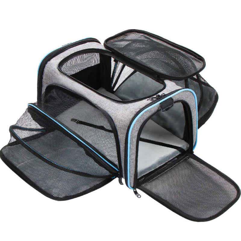 Erweiterbare Haustiertragetasche, tragbare, weiche Reisetasche für Haustiere mit belüftetem Design