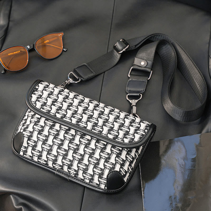 Umhängetasche für Unisex, minimalistische, quadratische Schultertasche aus PU-Leder
