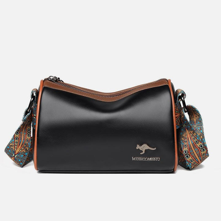 Elegante Umhängetasche aus veganem Leder, klassische, einfarbige Damentasche