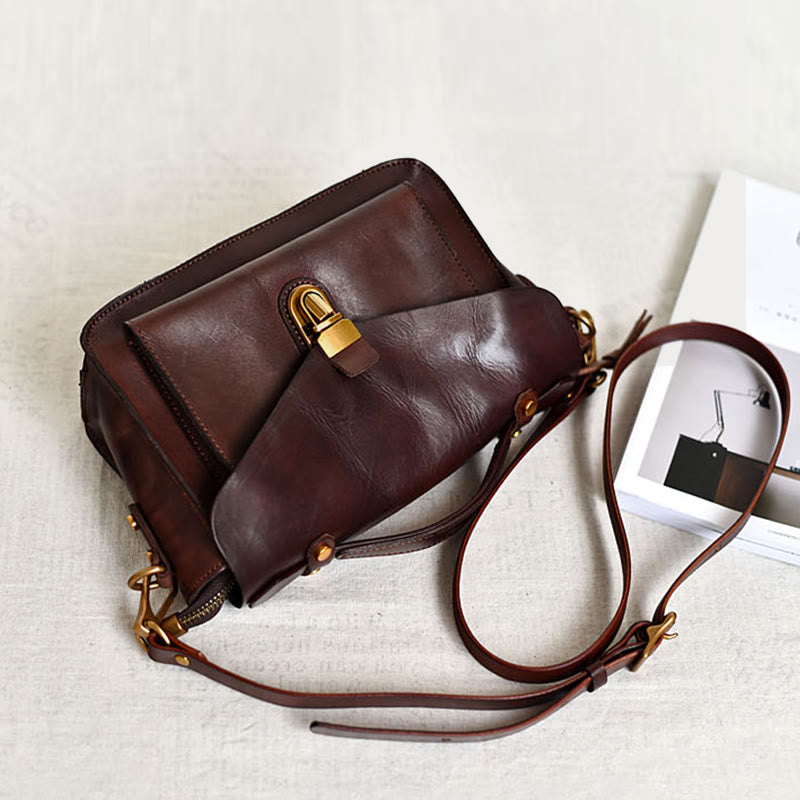 Top-Griff-Tasche für Damen Leder große Kapazität Messenger Bag