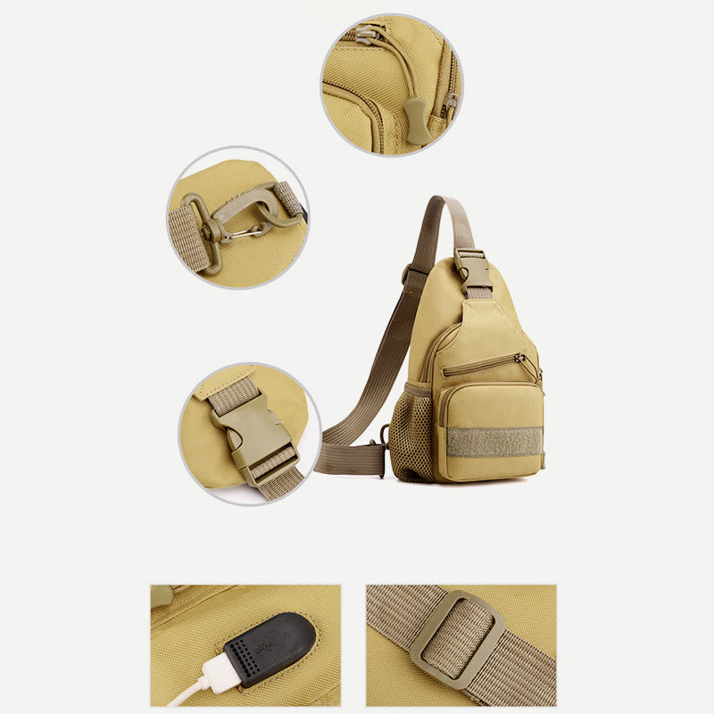 Schultertasche für Herren aus Canvas, lässig, sportlich, große Brusttasche