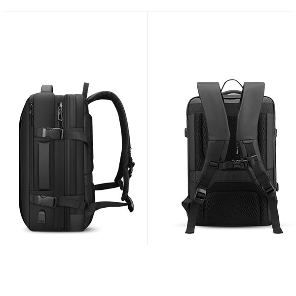 Erweiterbarer, mehrschichtiger, wasserdichter Business-Rucksack mit Uhr
