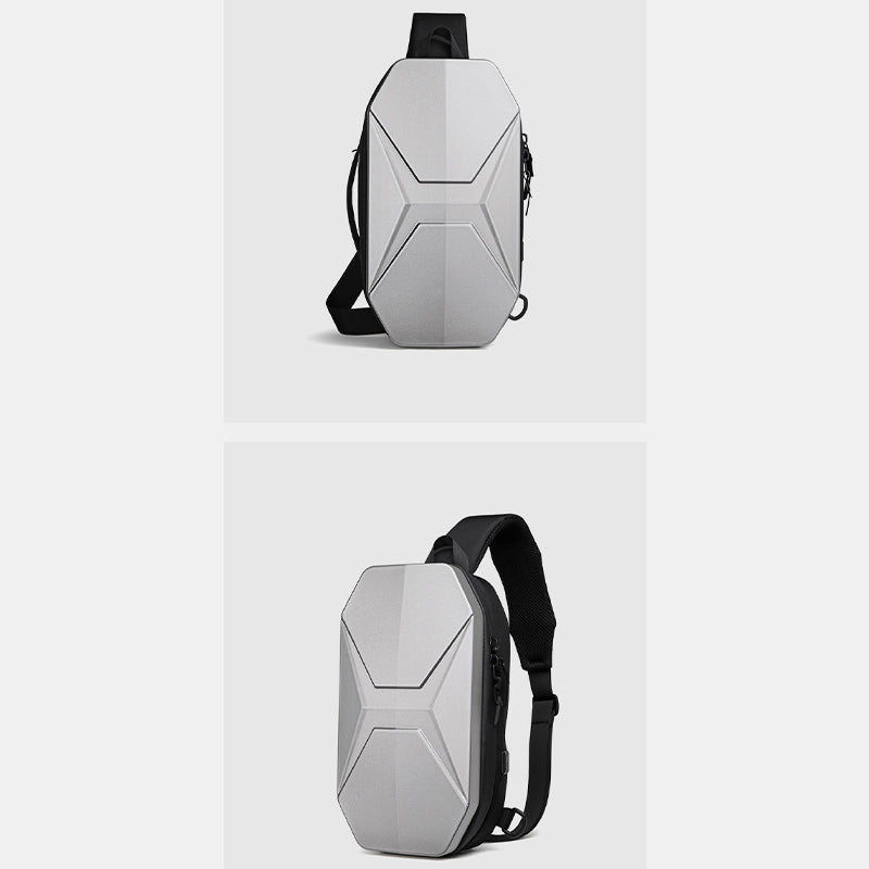 Modische Schultertasche für Herren, wasserdicht, robust, mit USB-Ladeanschluss