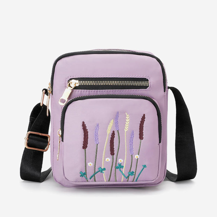 Leichte, wasser- und reißfeste Umhängetasche für Damen mit mehreren Taschen und Stickereien