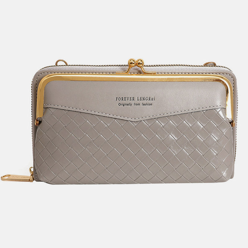 Kleine Umhängetasche Geldbörse Handytasche Damen Mini gewebtes Leder Schultertasche