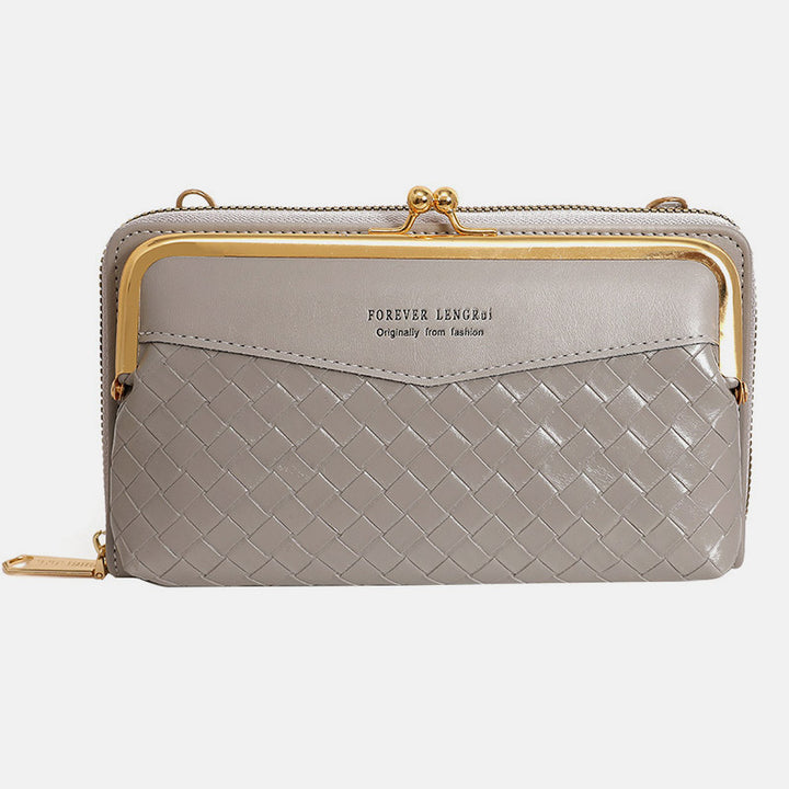 Kleine Umhängetasche Geldbörse Handytasche Damen Mini gewebtes Leder Schultertasche