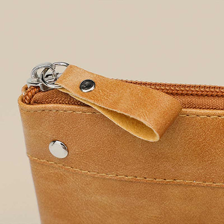 Retro-Münzbeutel aus Leder, Wechselgeldhalter für Damen, Mini-Geldbörse mit Reißverschluss