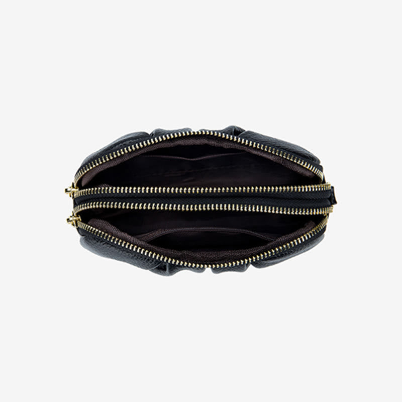 Clutch aus Rindsleder mit zwei Fächern, Handgelenktasche für Damen
