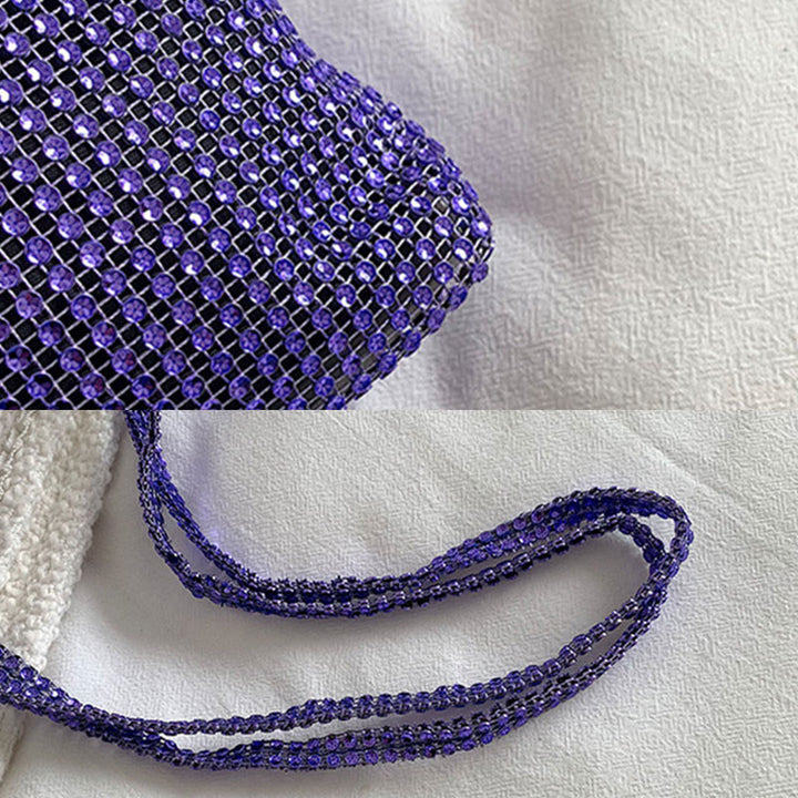 Umhängetasche für Damen, einfache, tragbare Freizeittasche mit Glitzersteinen